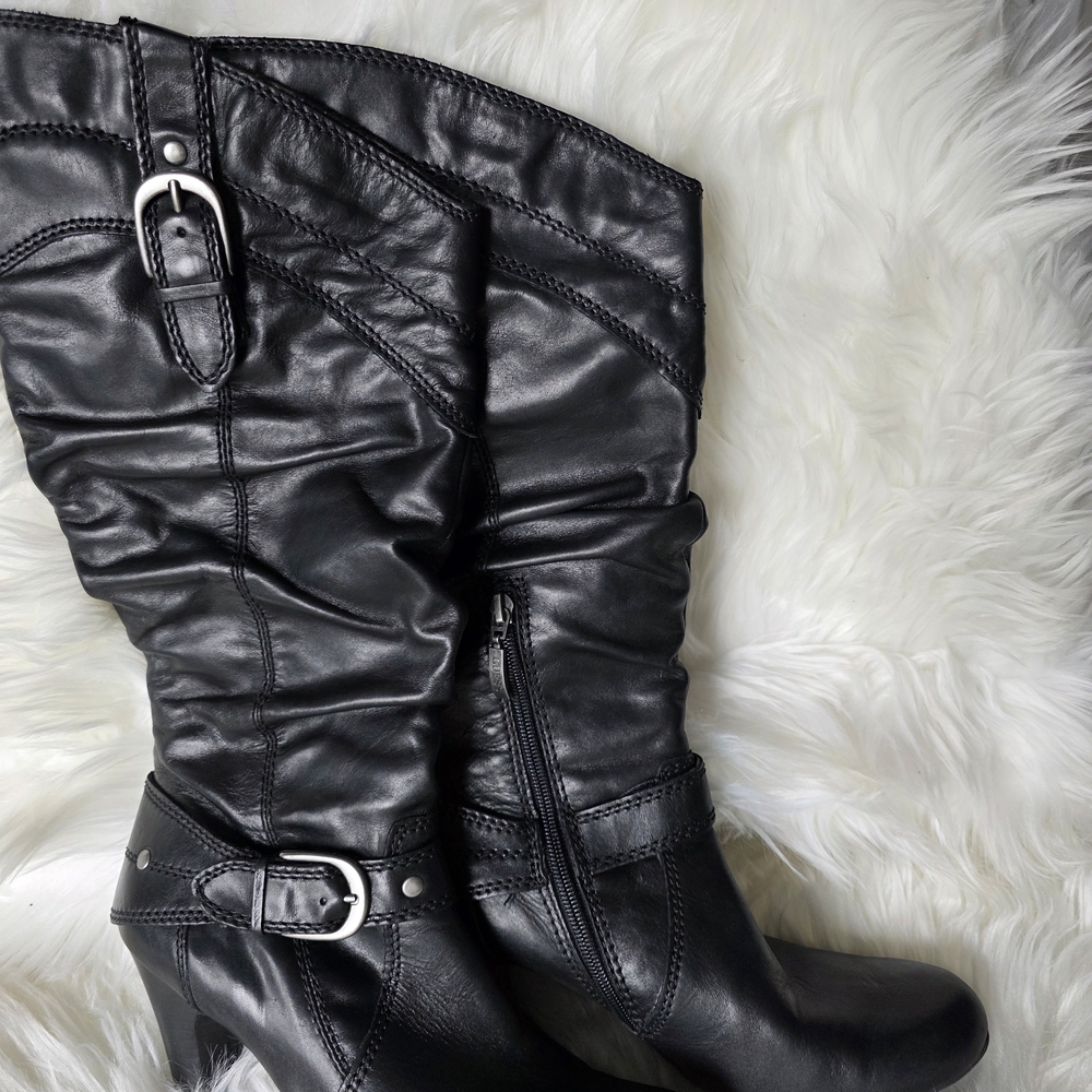 Guess Black Heeled Leather Boots